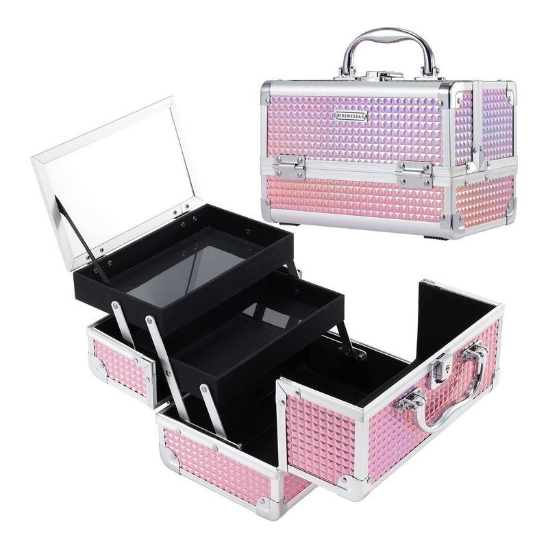 GENERICO - Estuche Rosa Organizadores de Maquillaje con Espejo