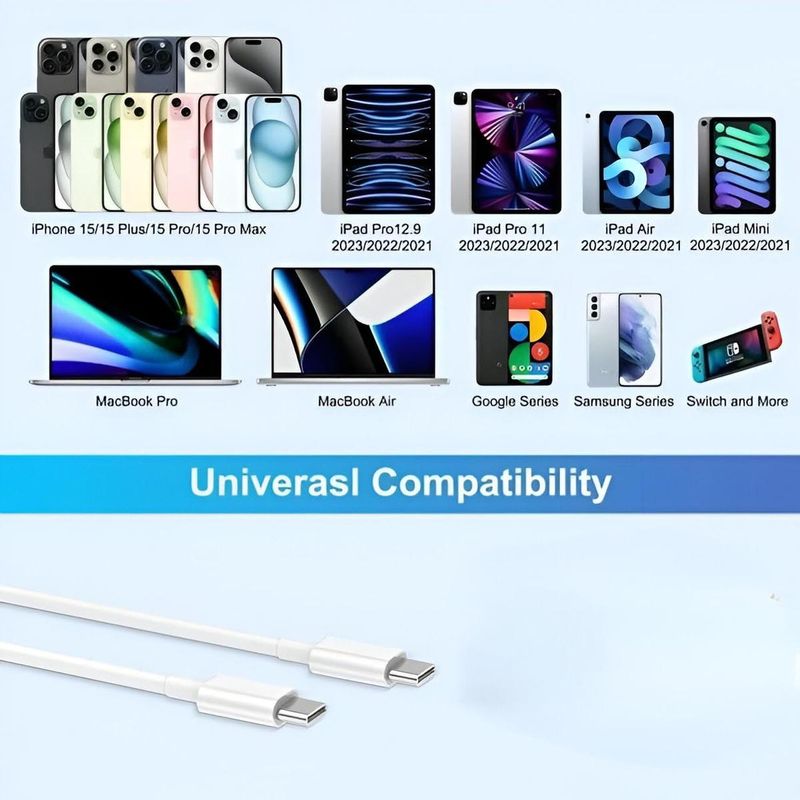GENERICO - Cable USB-C de 2m para carga rápida 20V 3A y datos 480Mbps