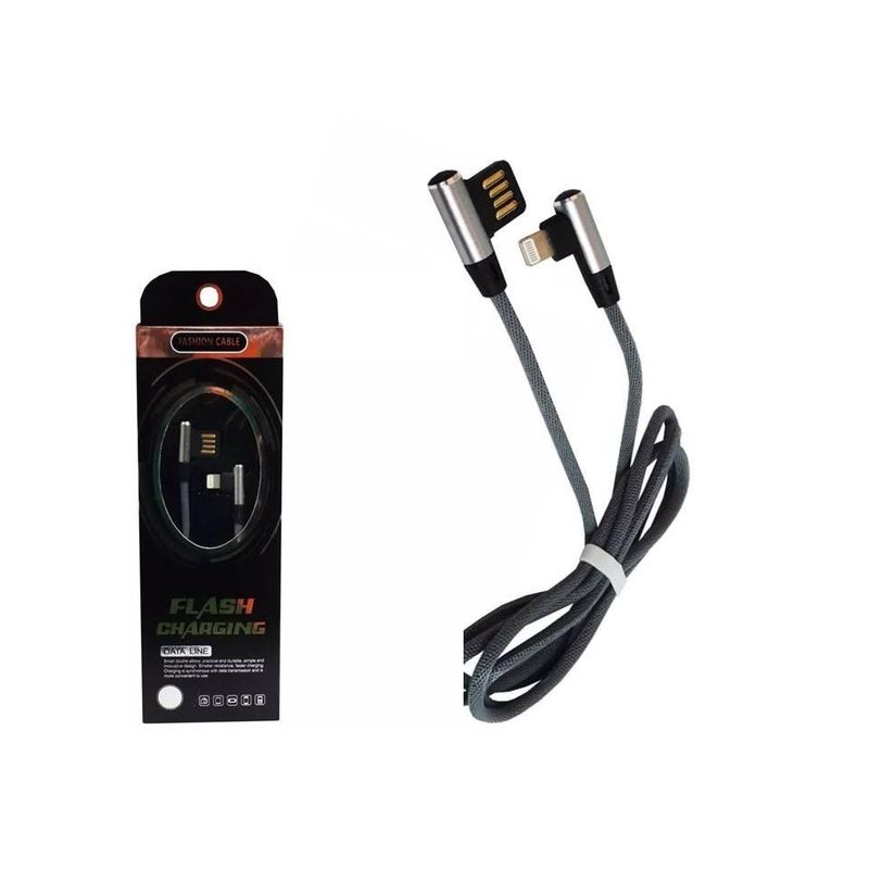 GENERICO - Cable Curvo Reforzado 1m para iPhone 5 6 7 8 y X
