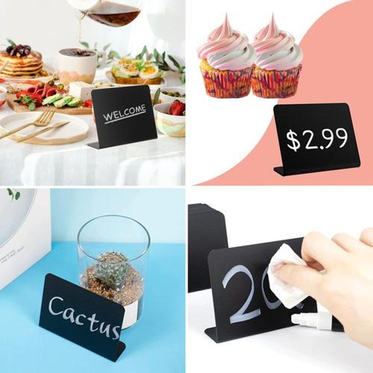 GENERICO - Set de Mini Letreros Reutilizables y Marcadores de Tiza