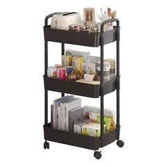 GENERICO - Carrito Organizador Plástico de 3 Niveles con Ruedas Móviles