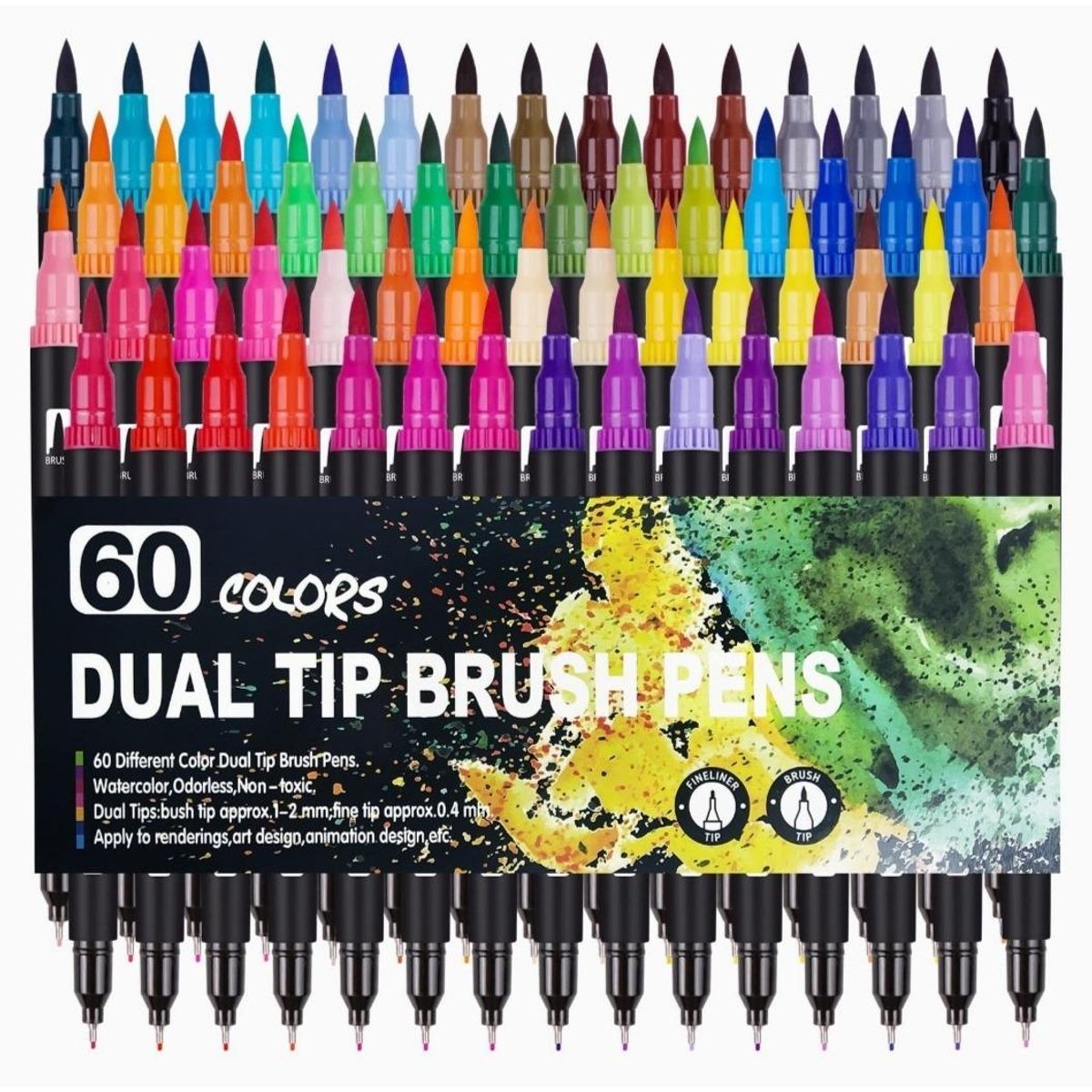 GENERICO - Marcadores Doble Punta de 60 Colores para Caligrafía y Arte