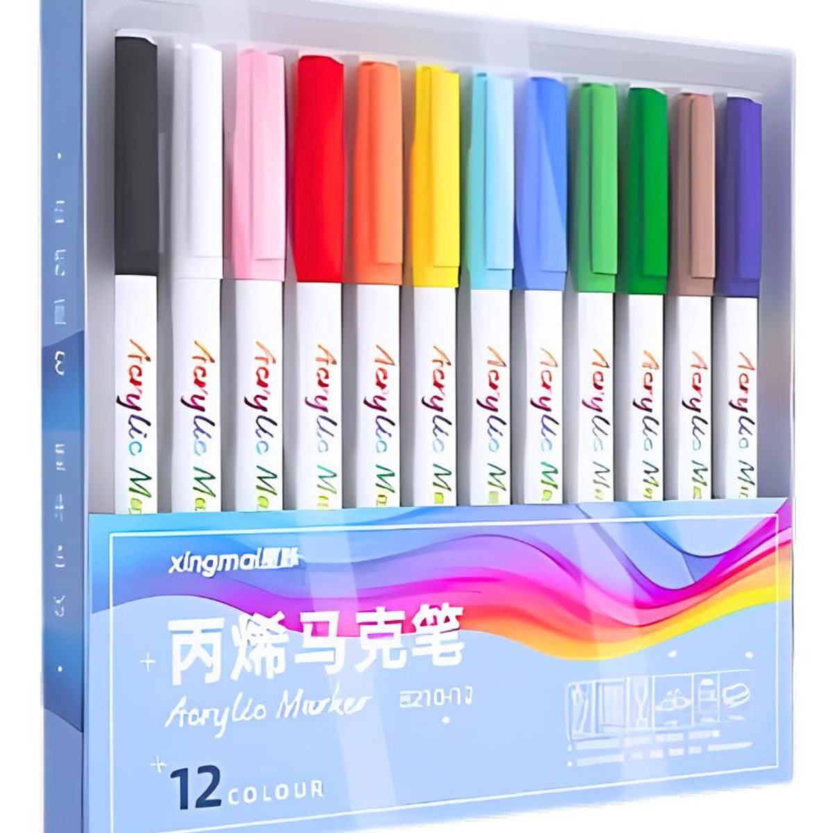 GENERICO - Plumones Acrílicos Multisuperficie en 12 Colores Vibrantes