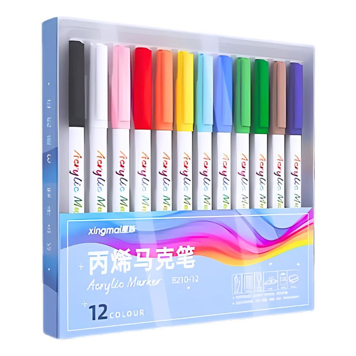 GENERICO - Plumones Acrílicos Multisuperficie en 12 Colores Vibrantes