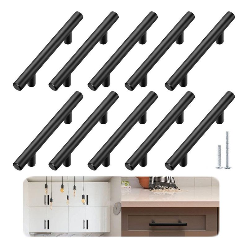 GENERICO - Tiradores de Acero Inoxidable para Muebles 20cm Negros y Dorados