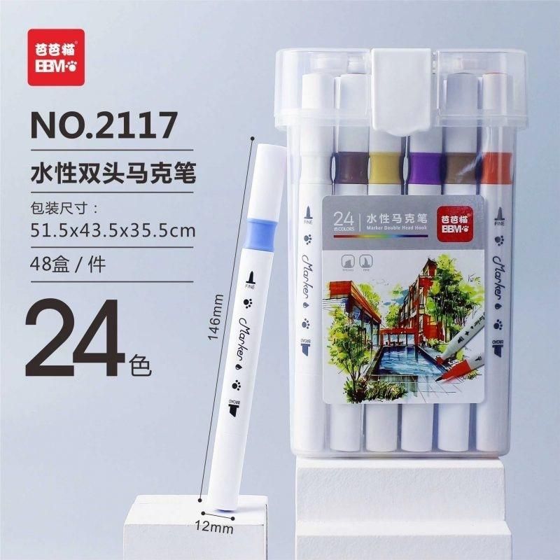 GENERICO - Pack de 24 Plumones Doble Punta con Tinta Pigmentada