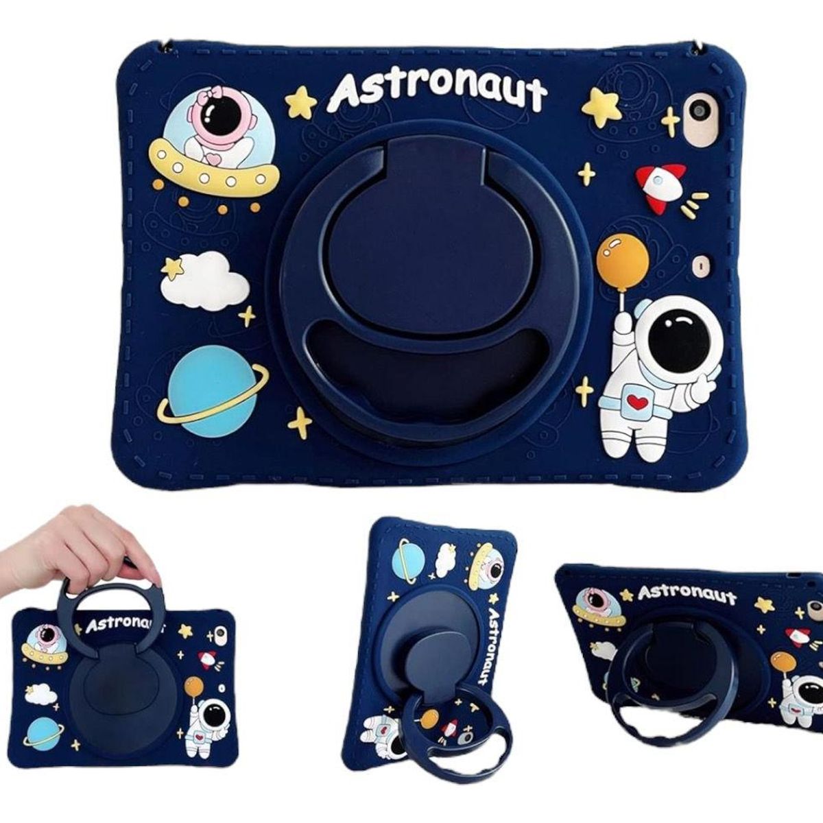 GENERICO - Funda Protectora de Silicona con Soporte Giratorio para Tablet