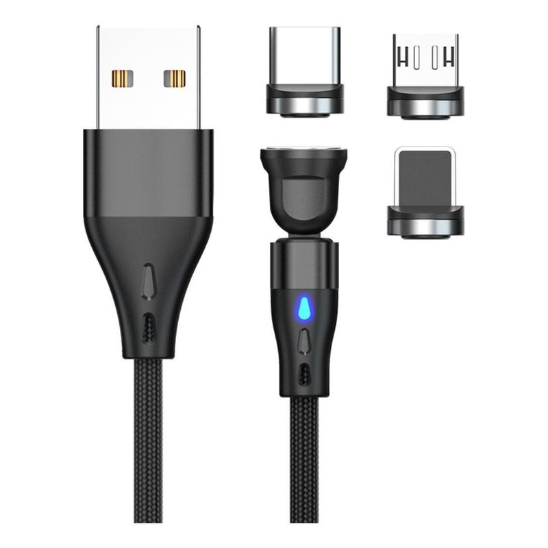 GENERICO - Cable Magnético 3 en 1 con Carga Rápida y Giro 360°
