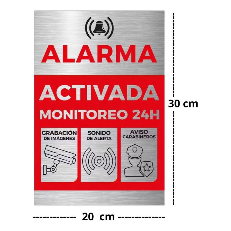 GENERICO - Cartel Disuasivo de Aluminio para Seguridad del Hogar 30x20