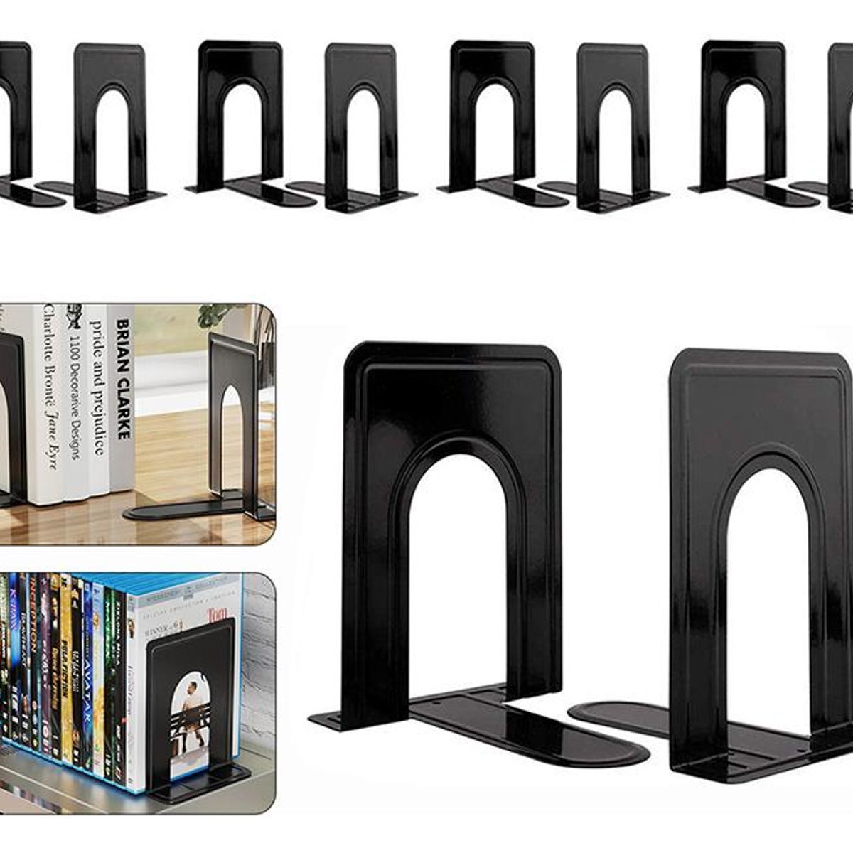 GENERICO - Sujetalibros de Metal Antideslizante para Organización 10pcs