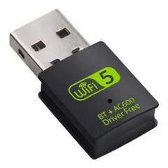 GENERICO - Adaptador WiFi y Bluetooth 600 Mbps Doble Banda USB Compacto
