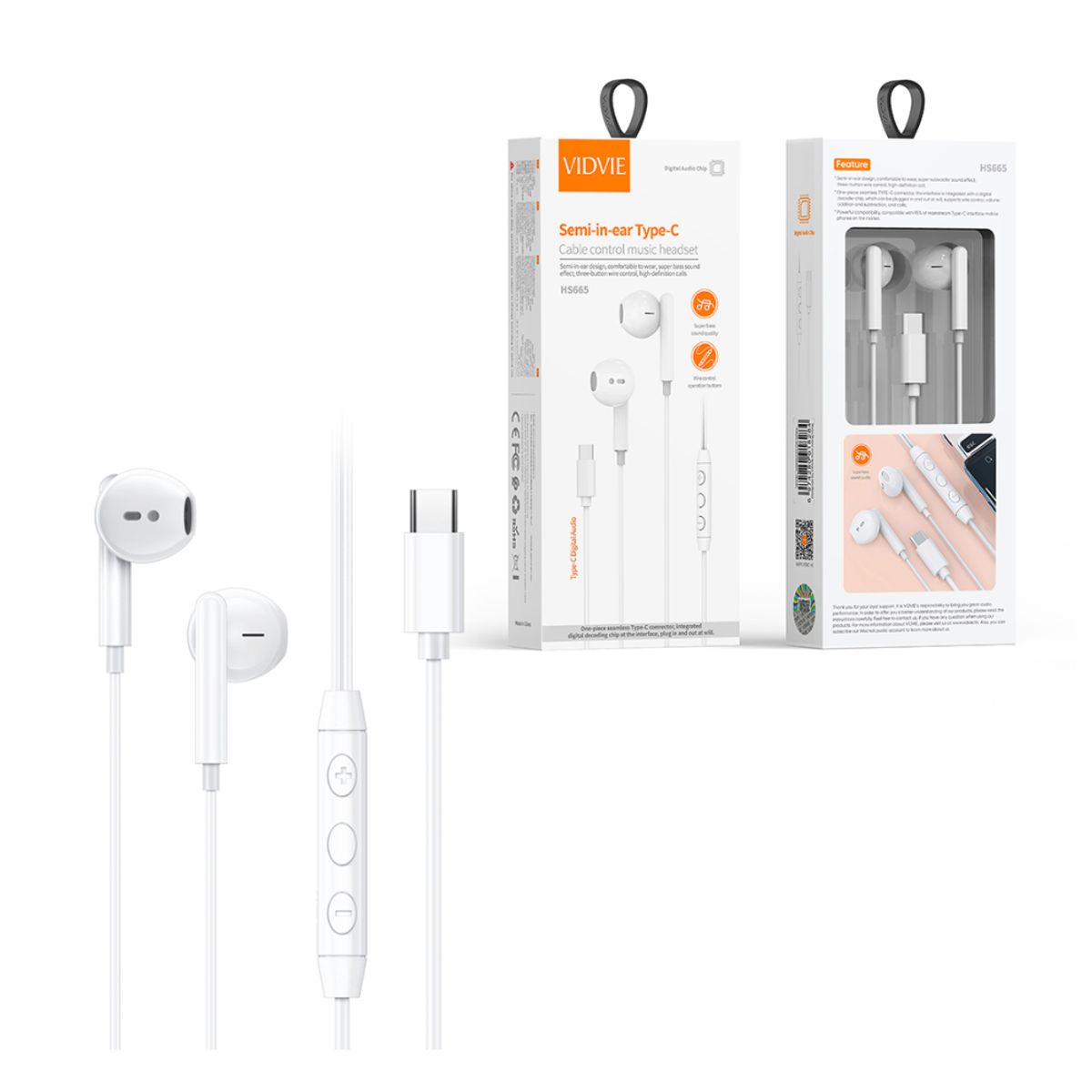 GENERICO - Audífonos Con cable VIDVIE HS665 Type C