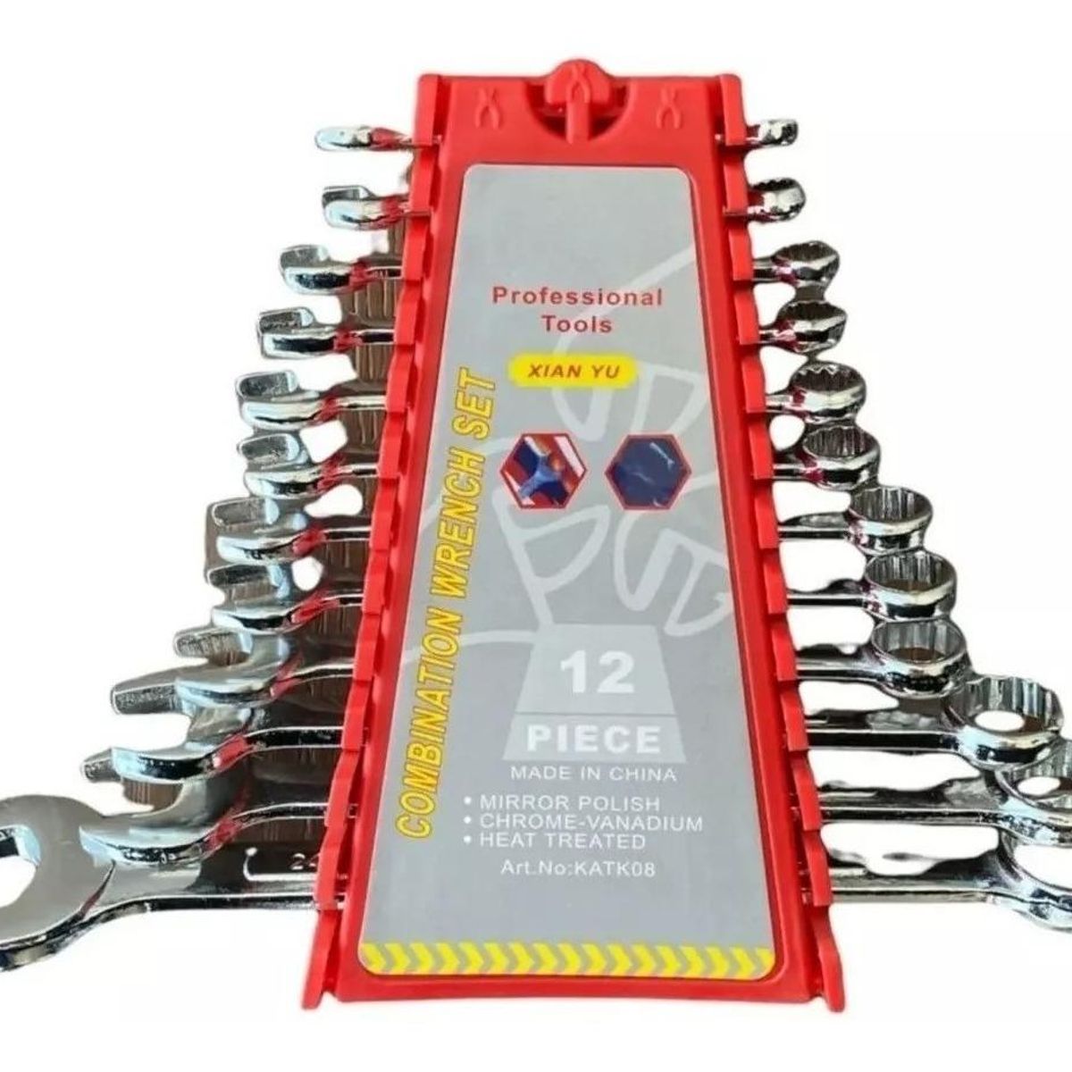 GENERICO - Juego de 12 Llaves Combinadas de Cromo Vanadio Ergonómicas