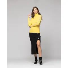 LINEATRE - Sweater Mujer Anahí cuello beatle Mostaza