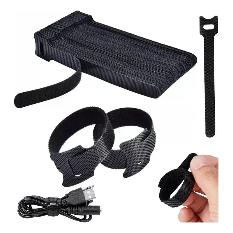 GENERICO - Ataduras Reutilizables para Organización de Cables 100 Pcs