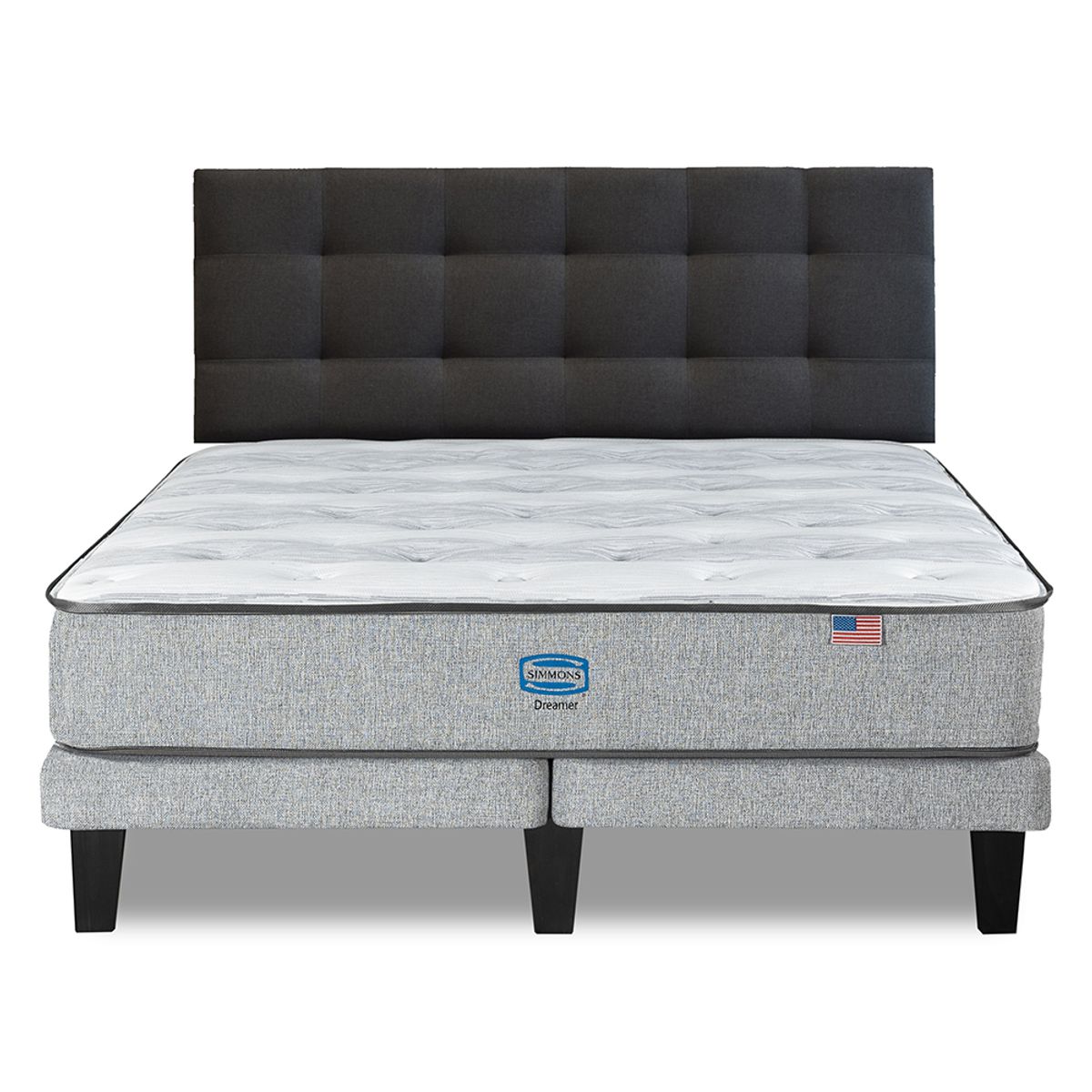 SIMMONS - Cama Europea Dreamer 2 Plazas respaldo Urban Marengo