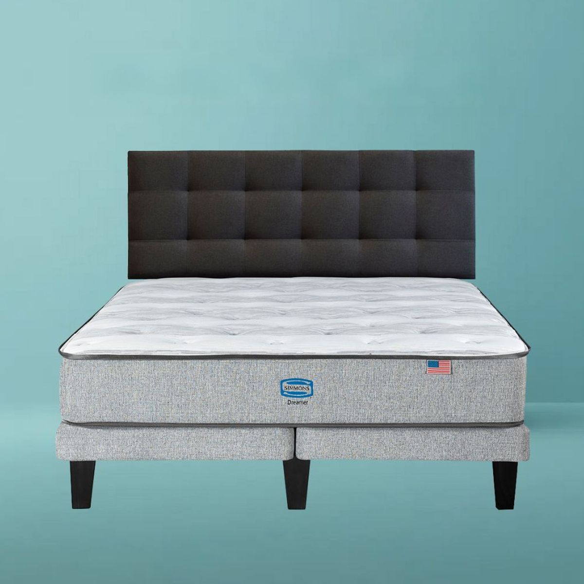 SIMMONS - Cama Europea Dreamer 2 Plazas respaldo Urban Marengo
