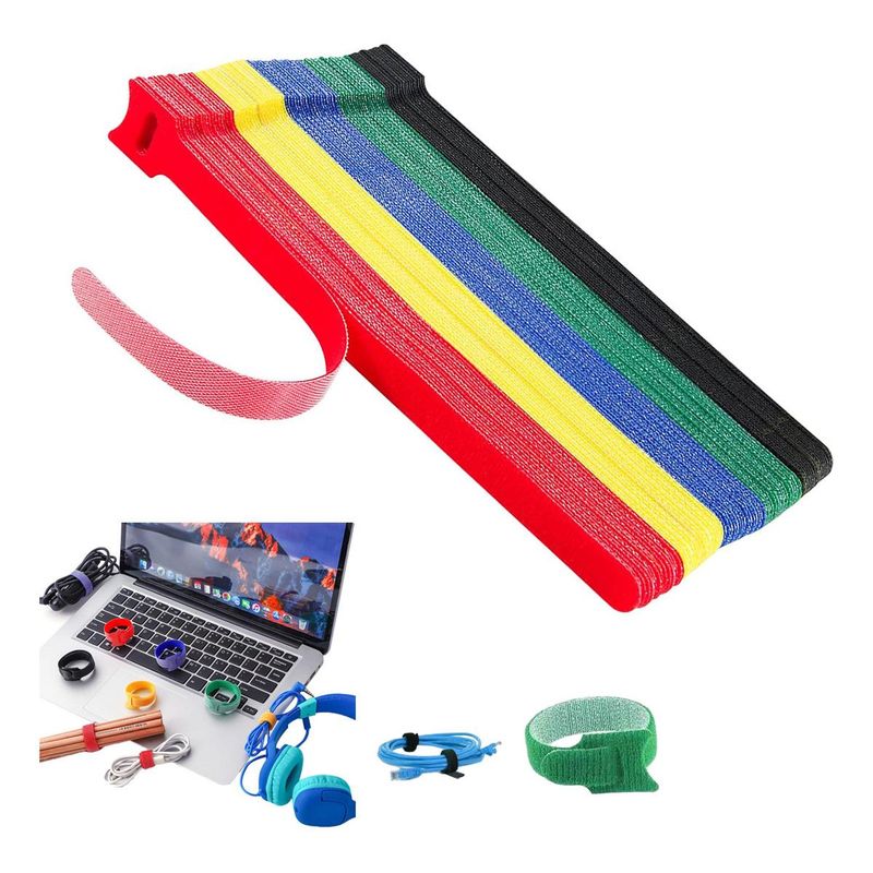 GENERICO - Bridas Reutilizables Multicolores para Organización de Cables