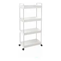 GENERICO - Carrito Organizador Blanco de 4 Niveles para el Hogar
