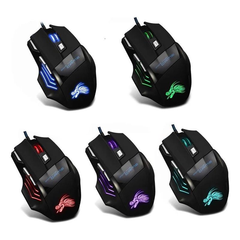 GENERICO - Mouse Gamer Óptico 7 Botones y 3000 DPI Iluminación RGB