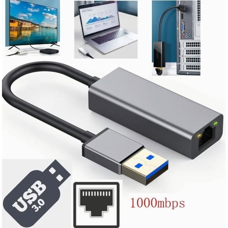 GENERICO - Adaptador USB 30 a RJ45 Gigabit Ethernet 101001000 Mbps