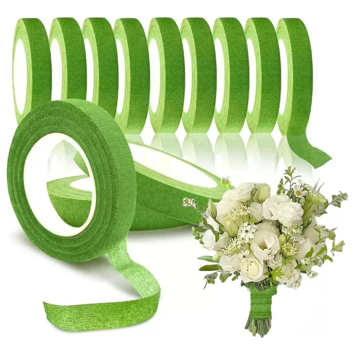 GENERICO - Cinta Floral Adhesiva Verde para Arreglos y Manualidades