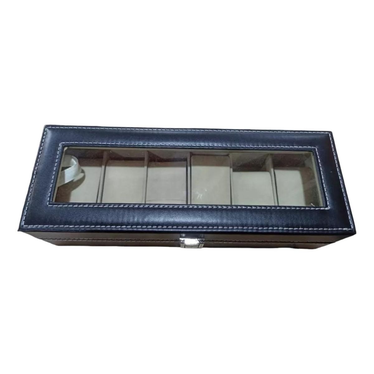 GENERICO - Caja Exhibidora de 6 Relojes en Ecocuero Negro