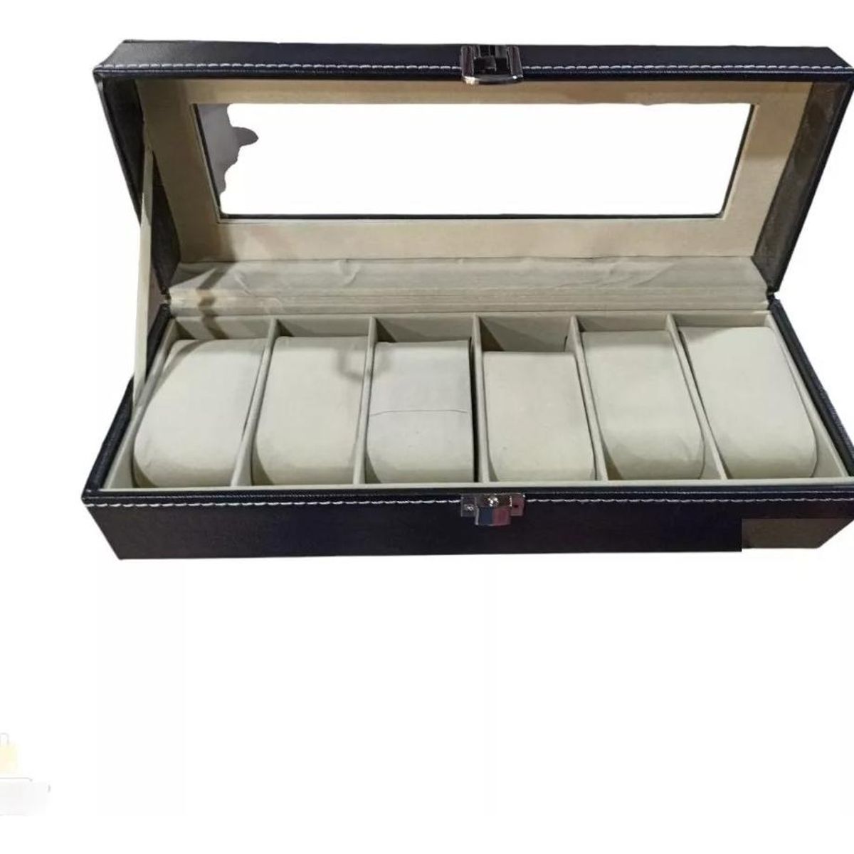 GENERICO - Caja Exhibidora de 6 Relojes en Ecocuero Negro