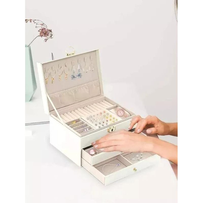 GENERICO - Caja Joyera Vintage de Cuero con Compartimentos Apilables