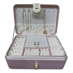 GENERICO - Elegante Caja Organizadora de Joyas en Ecocuero Rosa