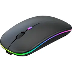 GENERICO - Mouse Inalámbrico Recargable con Luz y Conexión USB