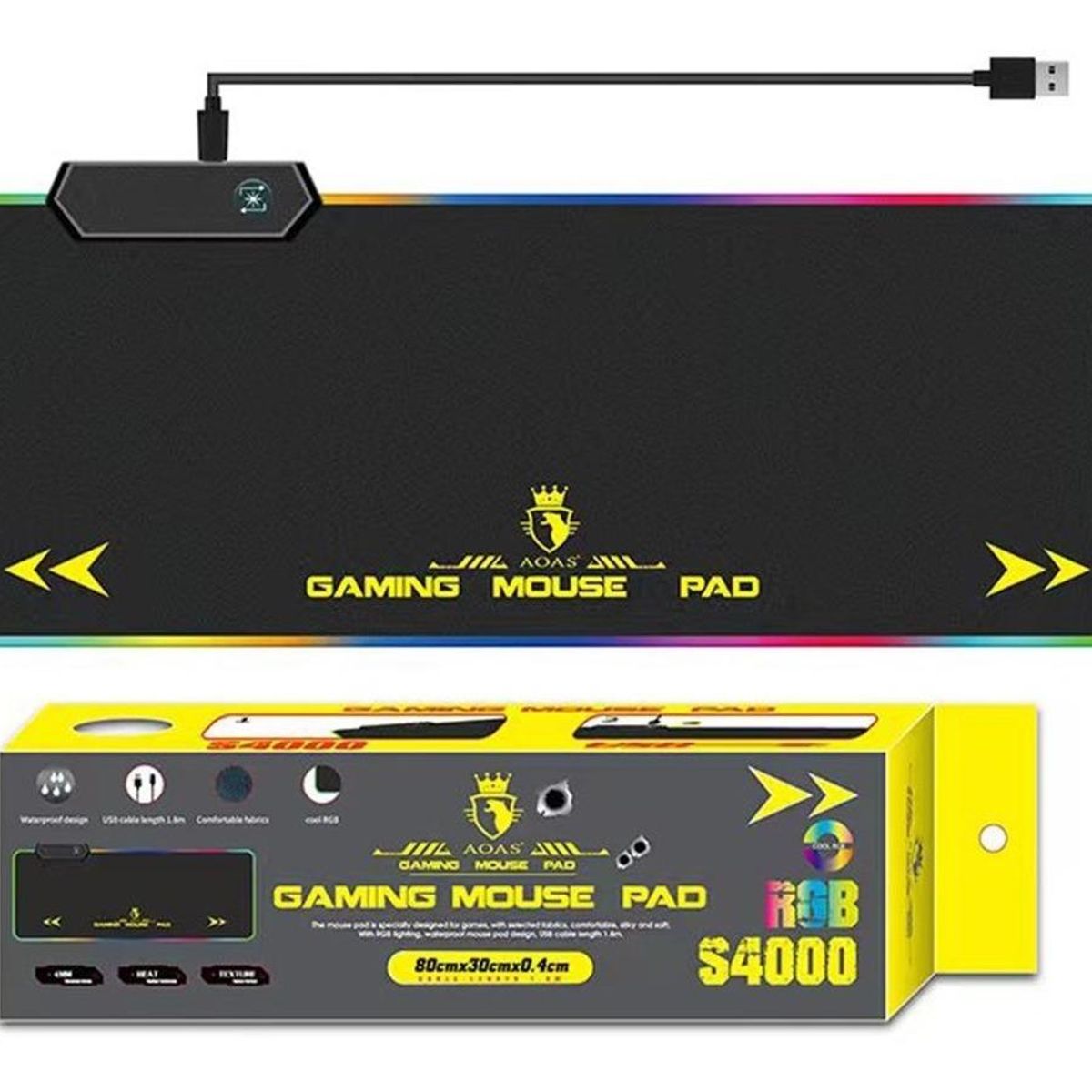 GENERICO - Alfombrilla Gaming RGB Antideslizante 80x30 cm USB