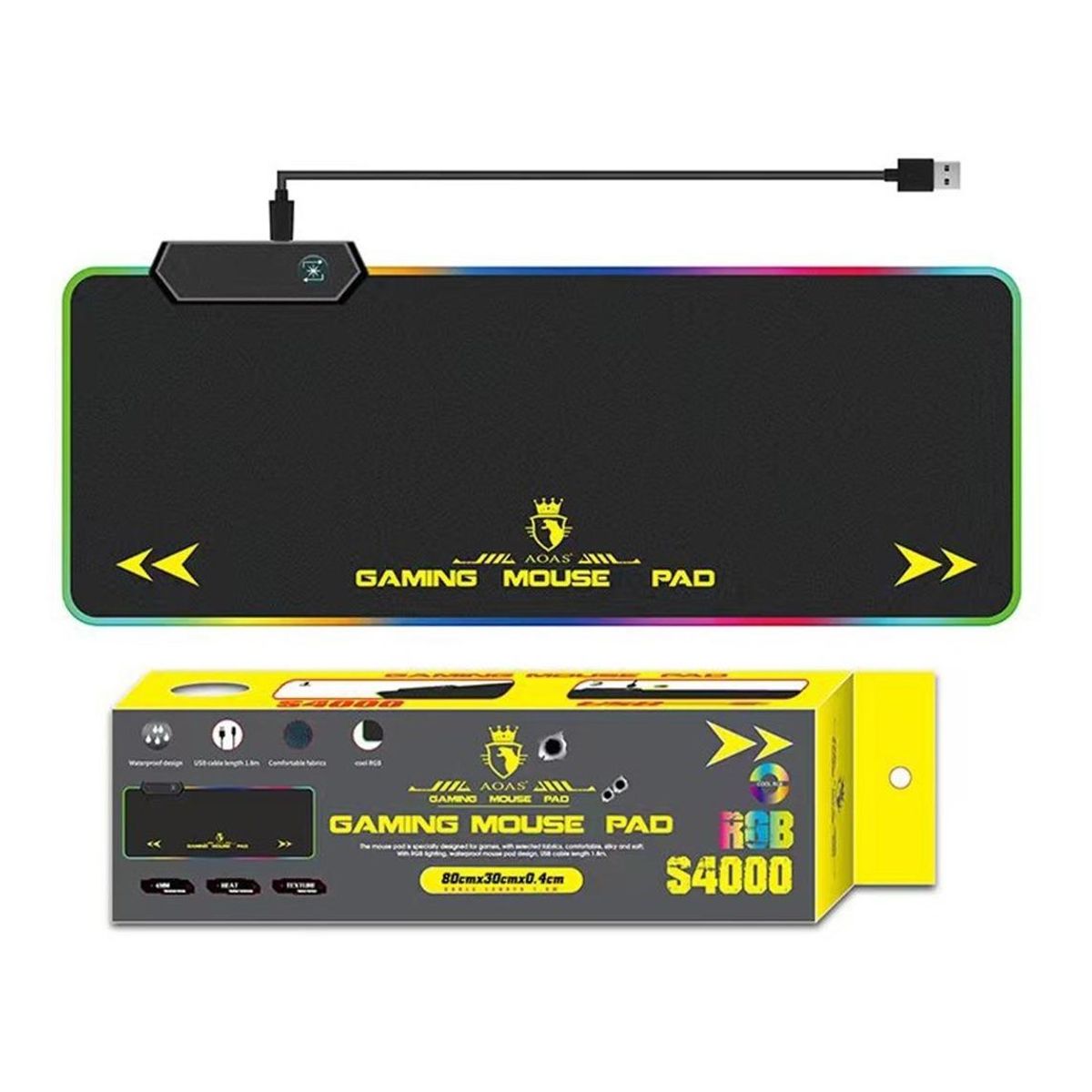 GENERICO - Alfombrilla Gaming RGB Antideslizante 80x30 cm USB