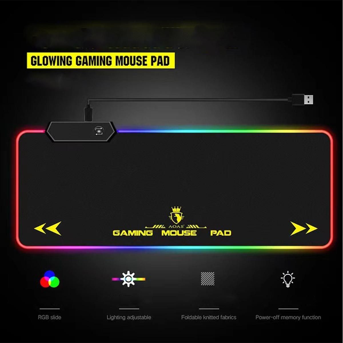GENERICO - Alfombrilla Gaming RGB Antideslizante 80x30 cm USB
