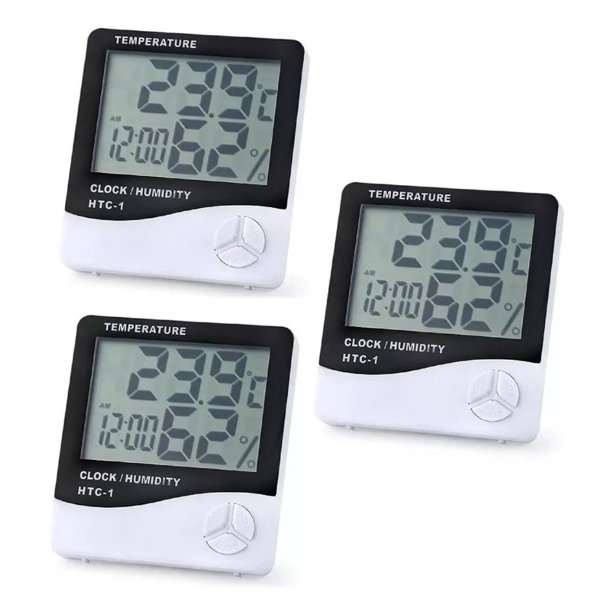 GENERICO - Termómetro Higrómetro Digital con Reloj y Calendario x3