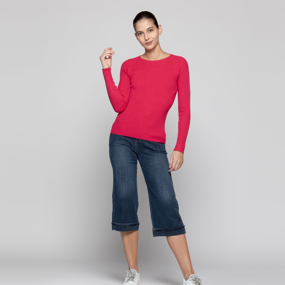 LINEATRE - Sweater Mujer Anahí cuello redondo Fucsia Lineatre