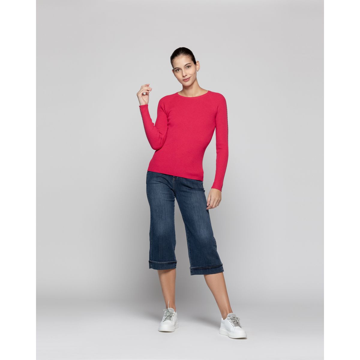 LINEATRE - Sweater Mujer Anahí cuello redondo Fucsia Lineatre