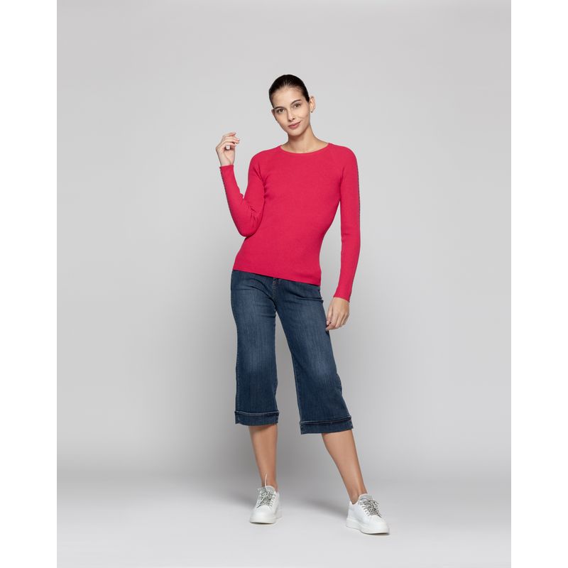 LINEATRE - Sweater Mujer Anahí cuello redondo Fucsia Lineatre