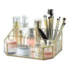 GENERICO - Organizador Vintage Dorado para Maquillaje y Cosméticos