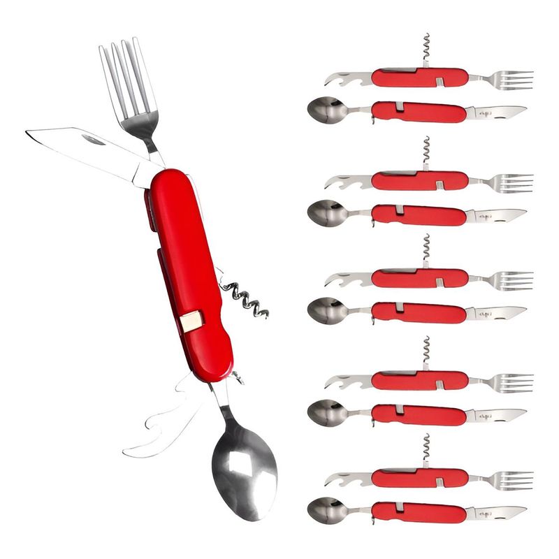 GENERICO - Set de Cubiertos Camping Plegables Multiusos en Caja X6