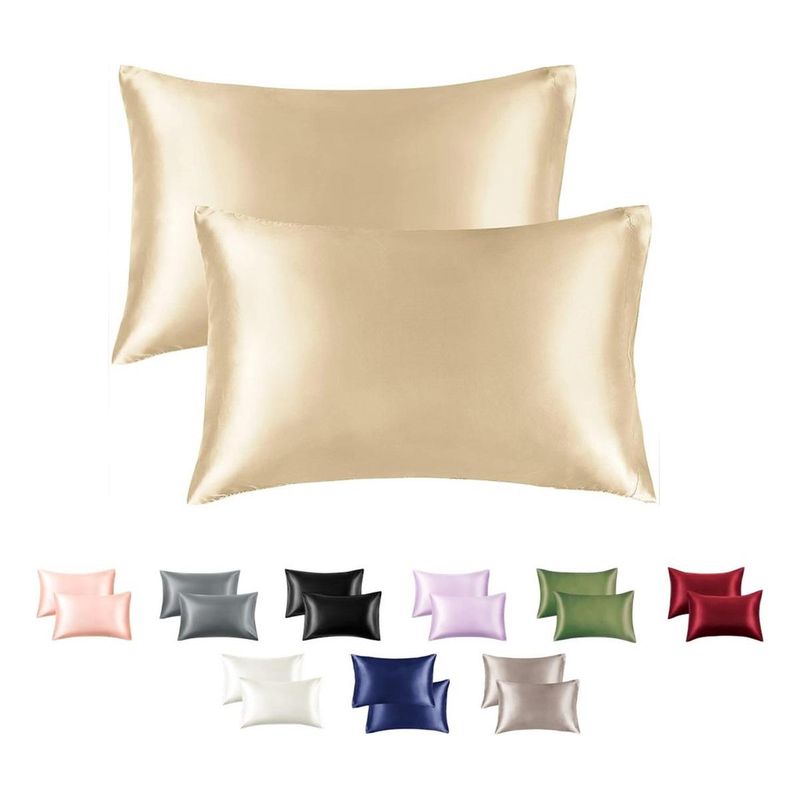 GENERICO - Set de Fundas de Almohada Satinadas 76x50 Color Champagne