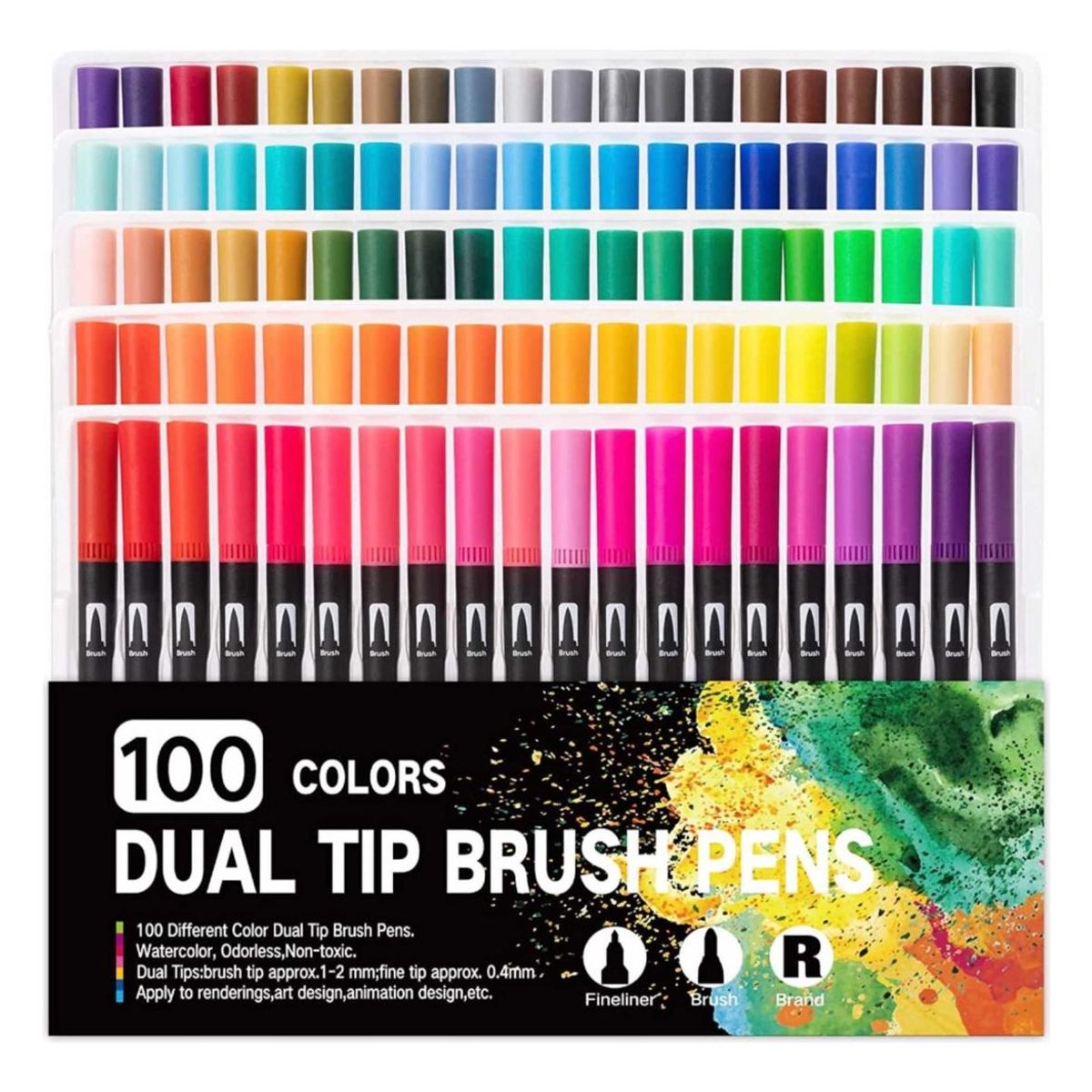 GENERICO - Marcadores Doble Punta para Colorear - 100 Colores Vibrantes