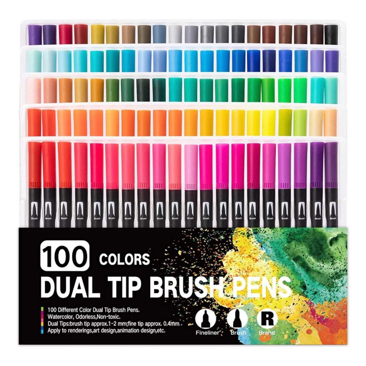 GENERICO - Marcadores Doble Punta para Colorear - 100 Colores Vibrantes