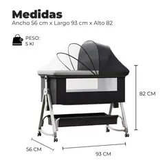 MUNDO ONLINE - Cuna Colecho Moises Bebe Mecedora 6 Alturas Safe&soft gris oscuro