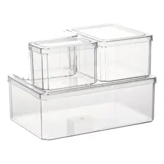 GENERICO - Cubo Apilable de Plástico para Organizar tu Nevera Pack 3