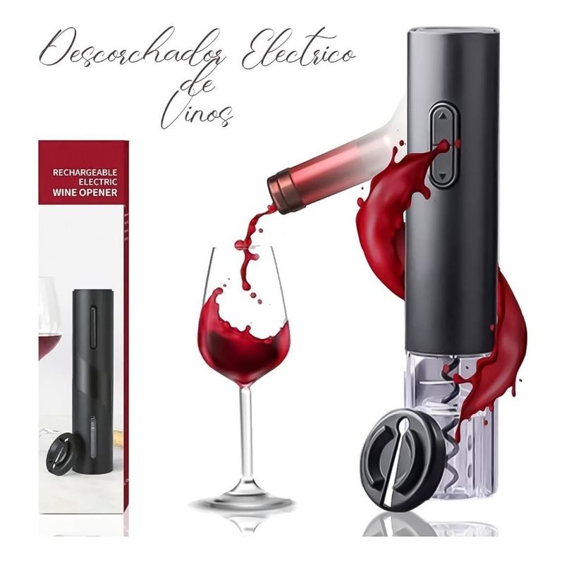 GENERICO - Abre Vinos Fácilmente con Sacacorchos Eléctrico Negro