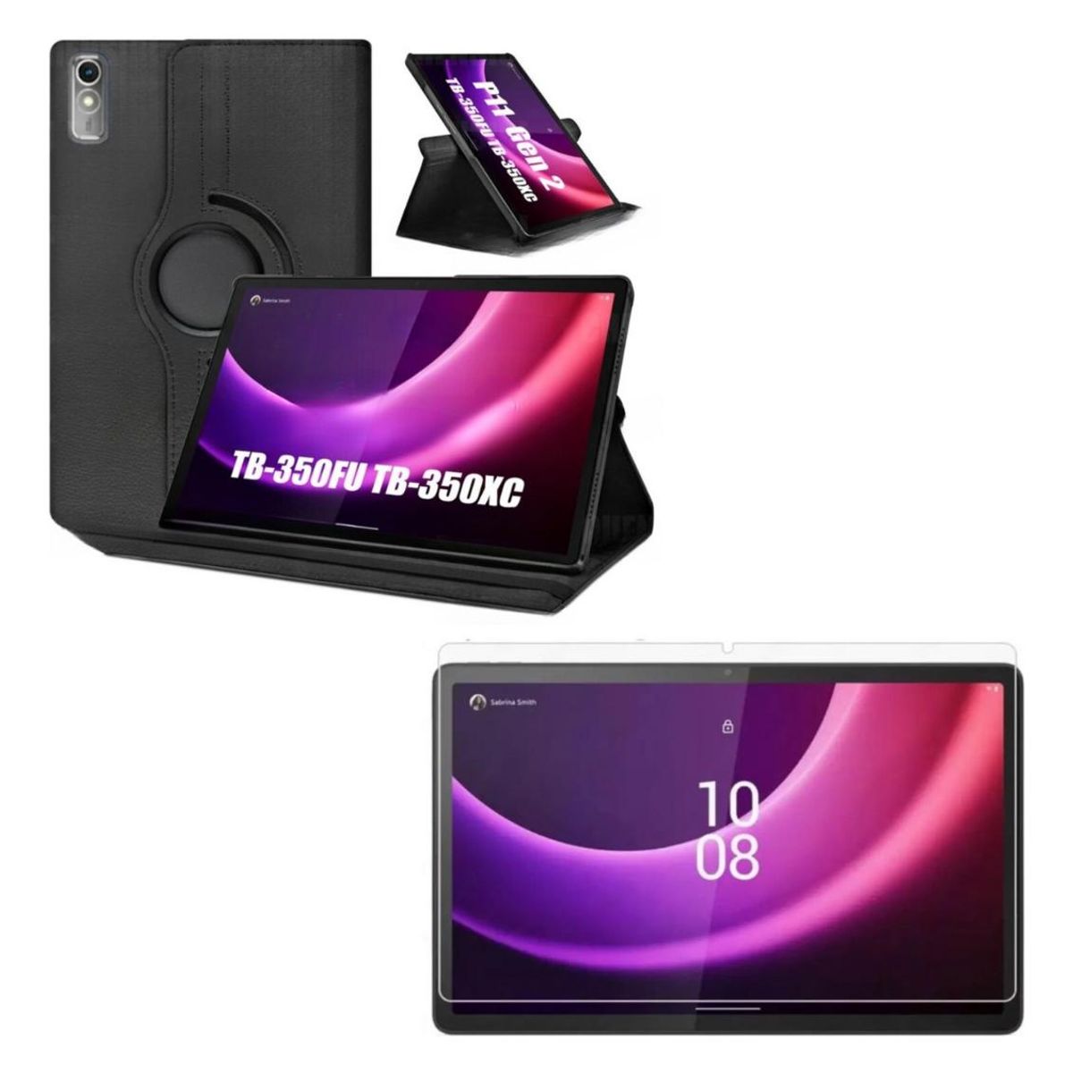 GENERICO - Funda Giratoria 360° para Tablet de 115 con Vidrio Protector