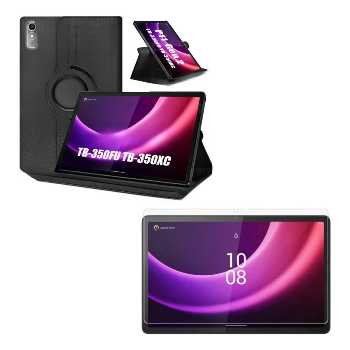 GENERICO - Funda Giratoria 360° para Tablet de 115 con Vidrio Protector