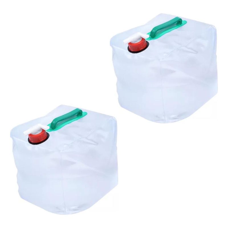 GENERICO - Set de 2 Cubos Plegables de 20L para Agua Camping Transparente
