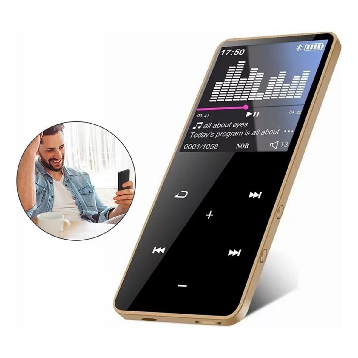 GENERICO - Reproductor Multimedia Táctil Bluetooth 8GB Oro Compacto